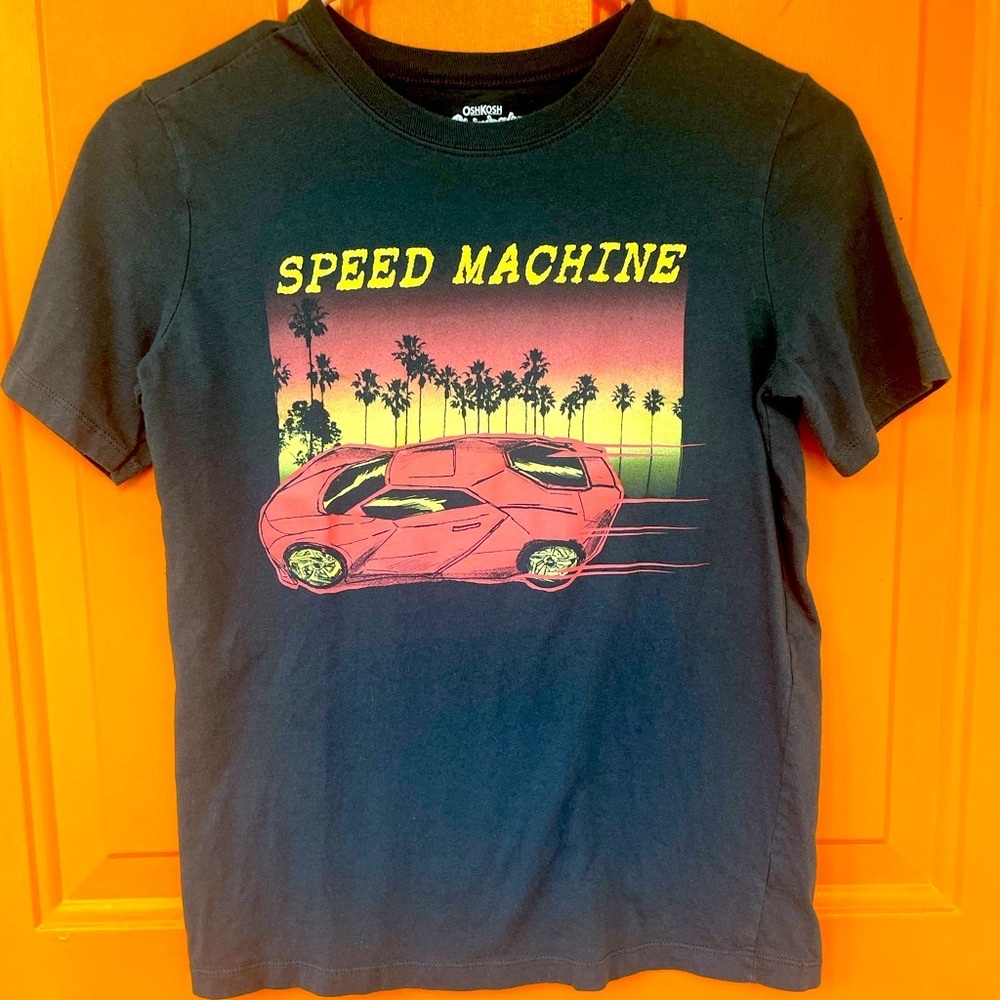 Vintage style crop T-shirt style “Speed Machine.”